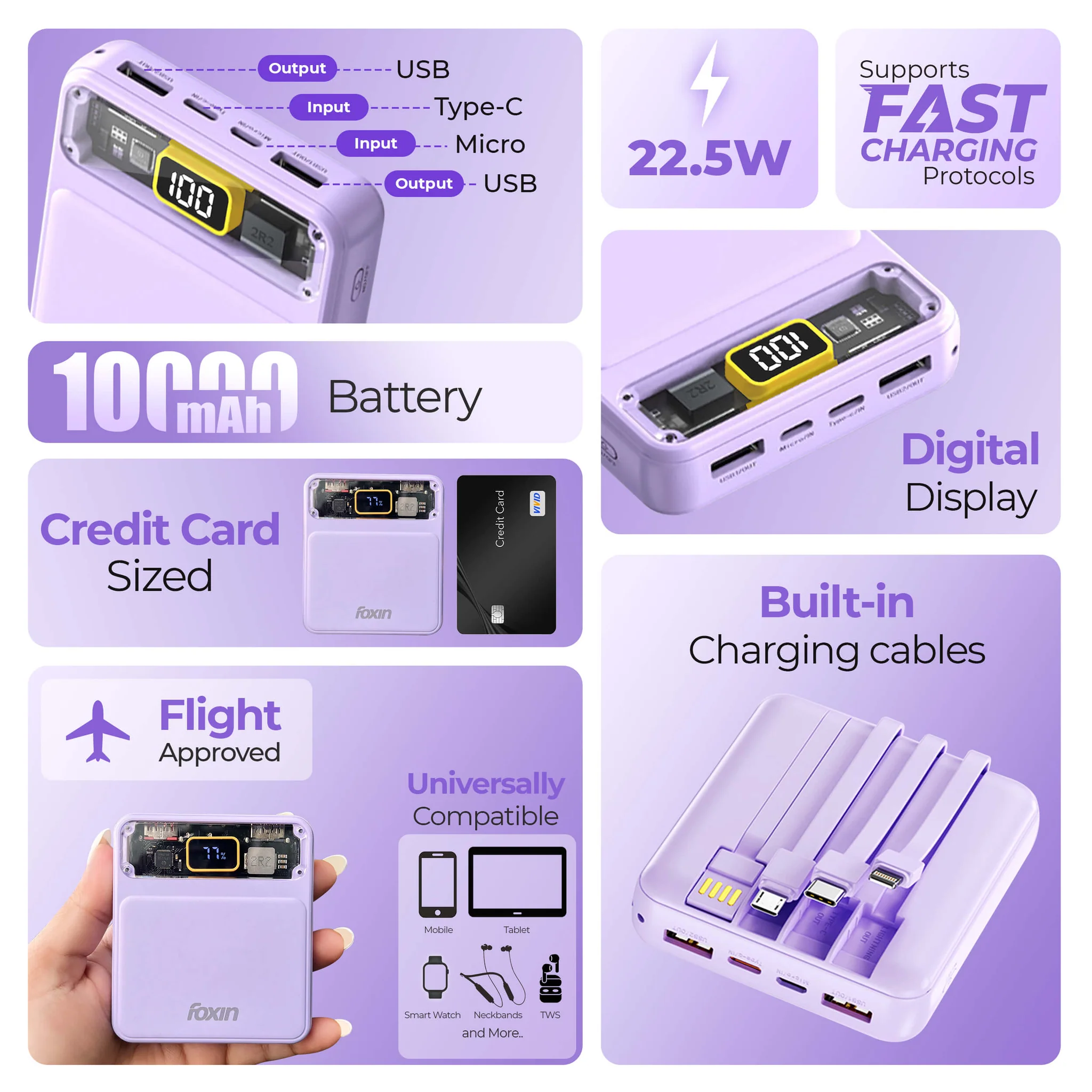 Powerbank 11 300 mAh Violet with Fox