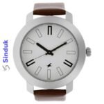 Fastrack NS3120SL01 Quartz Analog White Dial Leather Strap Watch for Guys